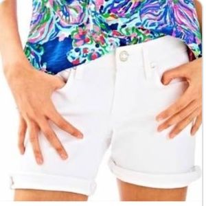 Lilly Pulitzer 7" South Ocean White Denim Shorts Size 8